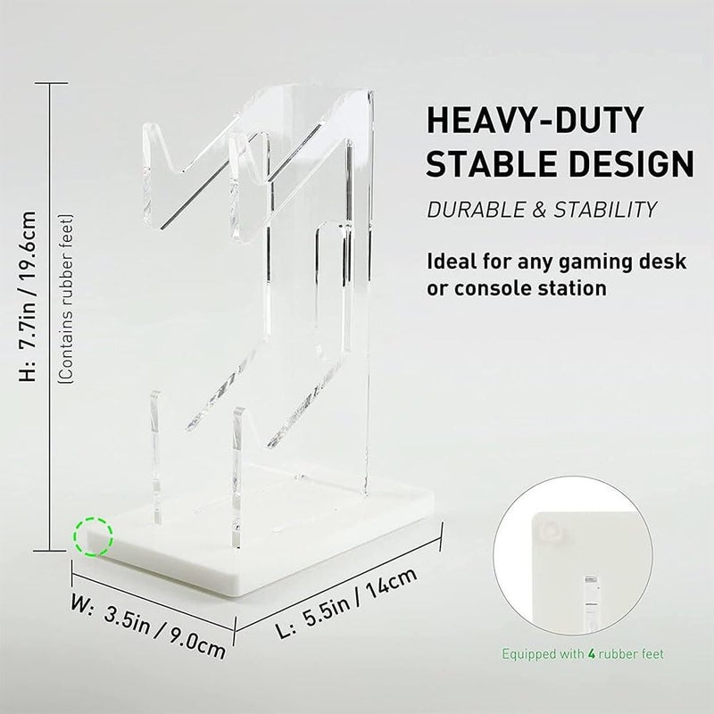 Bukela Game Controller Holder 2 Tiers,Controller Stand Headphone Holder,Acrylic Clear Controller Display Stand Compatible with Nintendo Switch Xbox PS5 PS4,Desk Mounts,White Base - Image 2